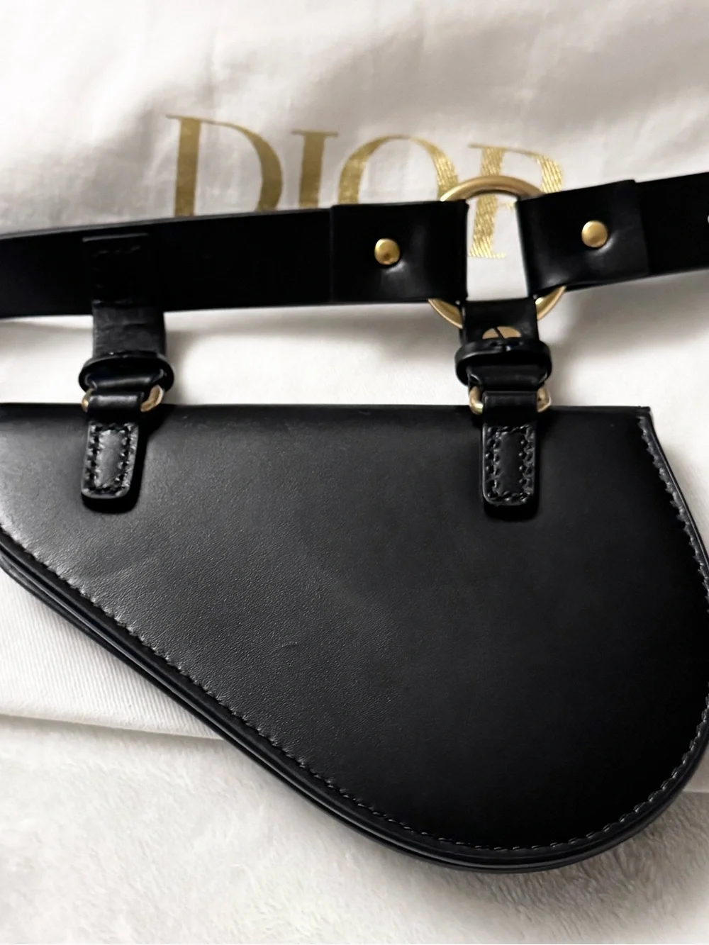 DIOR Saddle Removable Pouch Belt • Black Ultrasmooth Calfskin and Goatskin